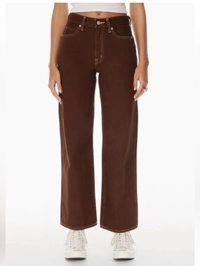 Aritzia Sunday Best Jupiter Jeans Brown High Rise Straight Leg Size 2